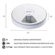 Load image into Gallery viewer, Round Timing Feeder Automatic Pet Feeder 6 Meals 6 Grids Cat Dog Electric Dry Food Dispenser 24 Hours Feed Pet Supplies 40% Off
