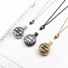 Load image into Gallery viewer, Dog Bone Memorial Round Cremation Ashes Keepsake Urn Pendant Necklace Pet Funeral Jewelry In Stainless Steel
