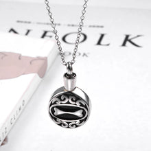 Load image into Gallery viewer, Dog Bone Memorial Round Cremation Ashes Keepsake Urn Pendant Necklace Pet Funeral Jewelry In Stainless Steel
