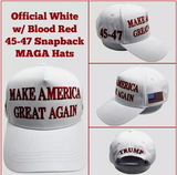 White with Blood Red Official Trump 45-47 Make America Great Again 2024 MAGA Hat