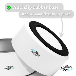Non slip dog bowl: anti rubber base keeps bowl firmly in place.