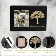 Load image into Gallery viewer, Wooden Pet Cremation Urn Dogs Cat Ashes Keepsake Box with Photo Frame Dog Memorials Urn Case Small Animal Supplies
