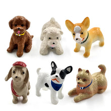 Load image into Gallery viewer, 4pcs Dog Teddy Puppy Miniature Figurine Cartoon Stand Walk Sit DIY Accessories Doll House Decoration Simulation animal model toy
