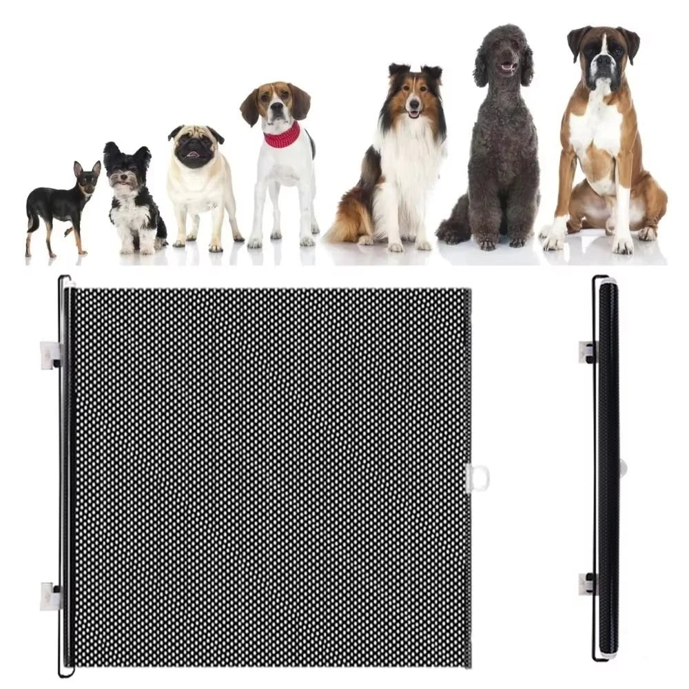 Retractable Pet Safety Gate Wide, Indoor Mesh Fence for Dogs & kitten, Mounting Accessories Included for Doors & Hallways