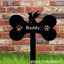 Load image into Gallery viewer, Dog Tombstone Card Dog Bone Shape Garden Metal Flower Garden Decoration For Pet Memorial Dog Memorial Deceased Pet Souvenir
