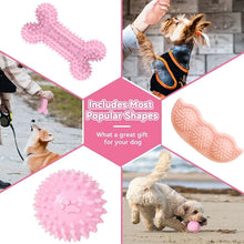 Load image into Gallery viewer, Dog Chew Toys for Cleaning Teeth Pink Soft Rubber Bone Funny Ball Interactive Donut Treat Set for Small Medium Dogs Pet Gifts

