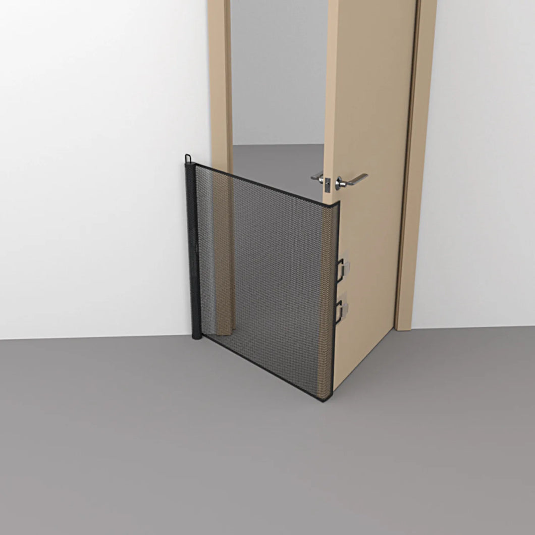 Retractable pet gate, mesh dog gate, cat enclosure for doorways, stairs, hallways, indoor/outdoor pet door stalls