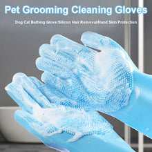Load image into Gallery viewer, Pet Grooming Gloves Dog Cat Bathing Cleaning Glove Shampoo Scrubber Clean Soft Silicone Hair Removal Glove Hand Skin Protection
