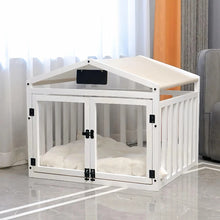 Load image into Gallery viewer, Solid Wood Luxury Dog House Indoor Pet House Removable Washable Dog Fence Double Door Dog Cage Portable Waterproof Pet Bed
