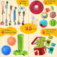 Load image into Gallery viewer, 25 Pack Various Puppy Dog Toys for Teething Entertainment Interaction Puppy Chew Toys Pack with Rope Toy Treat Balls and Dog Sq
