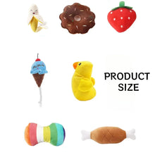 Load image into Gallery viewer, A 7-piece set of puppy sound toys, loose plush pet chewing, plush fruit snacks and vegetable puppy toys, suitable for cute playm
