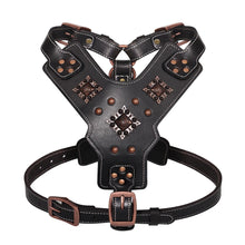 Load image into Gallery viewer, Genuine Leather Dog Harness Durable Large Dogs Harnesses Riveted Pet Training Vest With Metal Accessories For Medium Large Dogs
