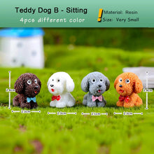 Load image into Gallery viewer, 4pcs Dog Teddy Puppy Miniature Figurine Cartoon Stand Walk Sit DIY Accessories Doll House Decoration Simulation animal model toy
