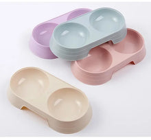 Load image into Gallery viewer, Dogs and Cats Feeding Double Bowl Macarons Plastic Feeding Bowl Double Bowl Pet B owl Drinking Water Feeding
