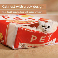 Load image into Gallery viewer, Rectangular fully enclosed cat bed, pet snack box bed, suitable for all seasons, providing a warm home for your cat
