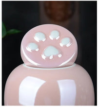 Load image into Gallery viewer, Pet Footprint Memorial Urn, Ceramic Sealed Storage Tank, Simple Ashes, White, Pink, Dog, Cat Memorial Ashes Storage

