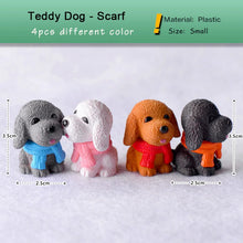 Load image into Gallery viewer, 4pcs Dog Teddy Puppy Miniature Figurine Cartoon Stand Walk Sit DIY Accessories Doll House Decoration Simulation animal model toy
