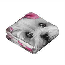 Load image into Gallery viewer, West Highland White Terrier Dog Pink Floral Heart Print Flannel Throw Blanket - Soft and Cozy Novelty Fleece Blanket for Napping
