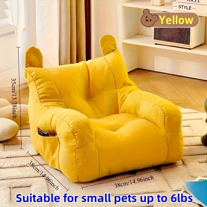 Cat Sofa Bed with Cartoon Design, Detachable Washable Pet Bed for Indoor Cats, Support Up To 2.72KG, Cozy Pet Furniture