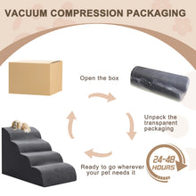 Load image into Gallery viewer, Curved Dog Stairs Ramp for High Beds 19.7&quot; H, 4-Step Dog Steps for Small Dogs and Cats, Pet Stairs for High Bed Climbing, Grey
