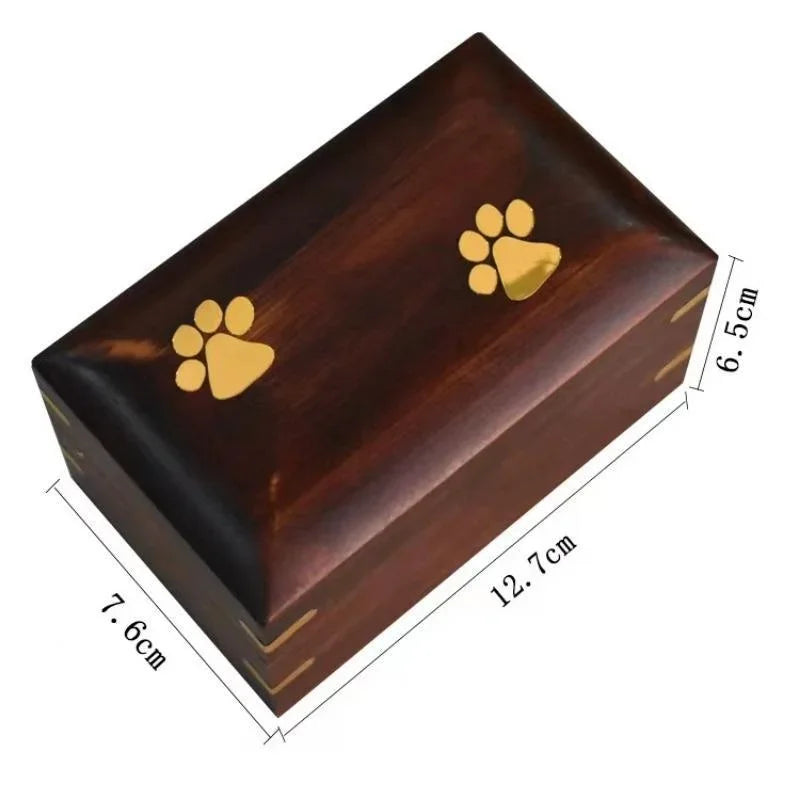 For Cat Dog Urns Footprint Memorial Wood Pet Ashes Box Cremation Forever Home Urns Small Dog Cremation Box for Ashes Box
