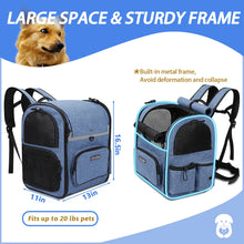 Load image into Gallery viewer, Dog Carrier Bag Pet Double Shoulder Backpack Sturdy Frame Breathable Foldable Dog Double Doors Bag Fits 20 lbs Pets Travel Set
