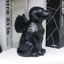 Load image into Gallery viewer, Personalized Black Dog Angel Memorial Garden Statue With Dog Cremation Urn Features- 7.4inch（H）
