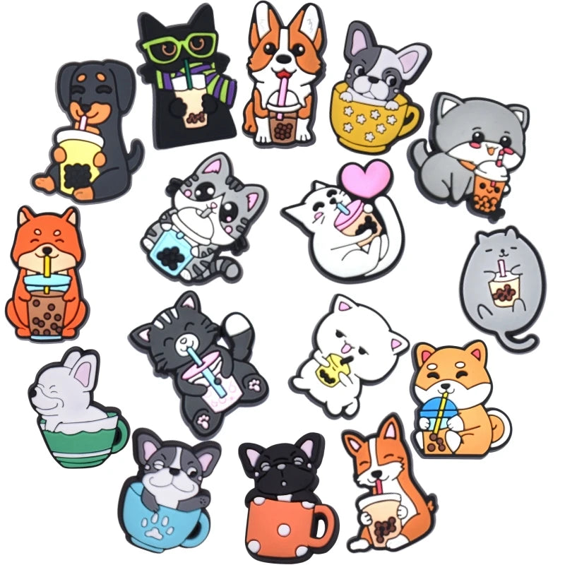 Cute Pet Animal Dog And Cat Shoe Charms Pack for Crocs - Accessory Set for Girls Boys Women Men Ideal Party Favor Gifts