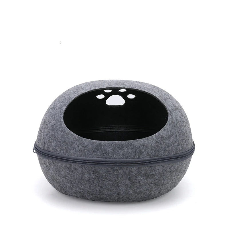 Cat Bed Detachable Natural felt Cat Bed Breathable Cat Cave Dark Gray Cat Bed House With Cushion for Pets Cats Pet Accessories