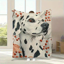 Load image into Gallery viewer, Dalmatian Dog Lovers Flannel Throw Blanket - Realistic Spotted Design with Berry Accents
