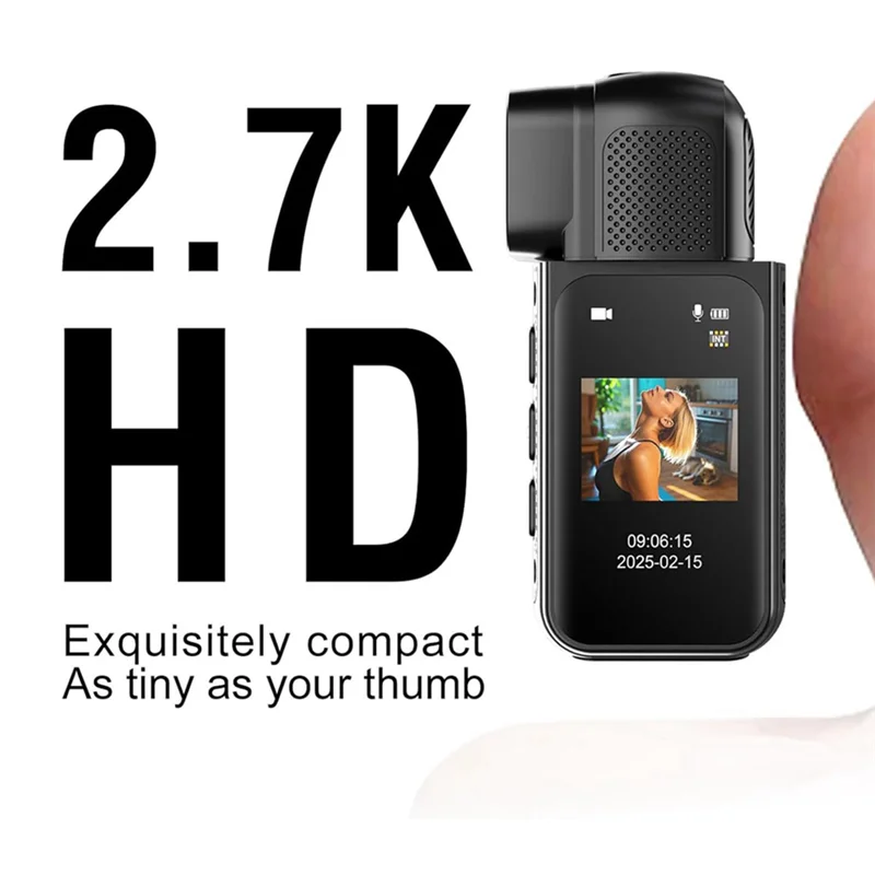 ABUO-Bike Cycling Pet Mini Sports Cam, 2.7K Wifi Mini Body Camera, 64GB POV Camera With 180° Rotating Lens For Daily Recordings