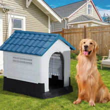 Load image into Gallery viewer, Large Plastic Dog House, Indoor Outdoor Doghouse Pet House with Air Vents and Elevated Floor
