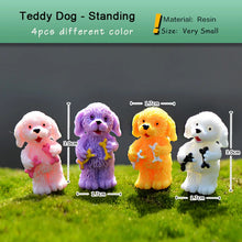 Load image into Gallery viewer, 4pcs Dog Teddy Puppy Miniature Figurine Cartoon Stand Walk Sit DIY Accessories Doll House Decoration Simulation animal model toy
