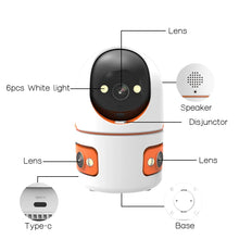 Load image into Gallery viewer, 15MP Security WIFI Camera Three Screen Pan&amp;Tilt PTZ Cameras Baby Pet Monitor Human Tracking Two-way Audio Color Night Vision Cam
