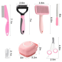 Load image into Gallery viewer, 8-piece dog brush grooming set, pet self-cleaning set, with pet nail clippers and files, flea comb, pet shampoo bath brush, pet
