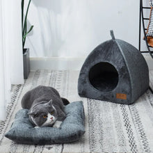 Load image into Gallery viewer, Cat Bed Pet Kennel Kitten House Semi-enclosed Sleeping Cats Cave Bed Plush Foldable Small Dogs Tent Stuff
