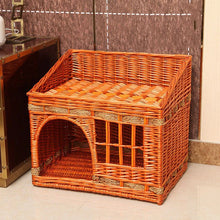 Load image into Gallery viewer, Cat House for Indoor Cats Hand-woven Rattan Designed for Pets Cat Beds With Cozy Soft Cotton Washable Mat
