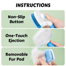 Load image into Gallery viewer, One-Push Pet Grooming Brush: Shedding Tool with Stainless Steel Teeth &amp; Round Head - Hair Removal &amp; Massage Comb for Furry Pets
