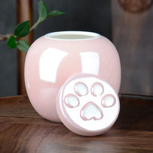 Load image into Gallery viewer, Pet Footprint Memorial Urn, Ceramic Sealed Storage Tank, Simple Ashes, White, Pink, Dog, Cat Memorial Ashes Storage
