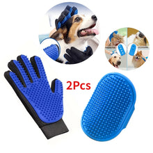 Load image into Gallery viewer, 2Pcs Pet Grooming Kit for Dog Cat Rabbit Fur  Grooming Brush Bath Cleaning Glove De-Shedding  Pet Hair And Shower Brush
