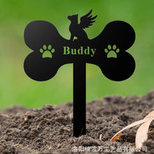 Load image into Gallery viewer, Dog Tombstone Card Dog Bone Shape Garden Metal Flower Garden Decoration For Pet Memorial Dog Memorial Deceased Pet Souvenir
