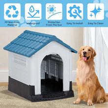Load image into Gallery viewer, Large Plastic Dog House, Indoor Outdoor Doghouse Pet House with Air Vents and Elevated Floor
