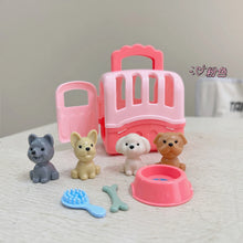 Load image into Gallery viewer, Cute Dog Pet Basket Family Toys Dog Doll Set Dog Cage Toys Scene Playing Toys Christmas Decoration Kids Pretend Play Gifts
