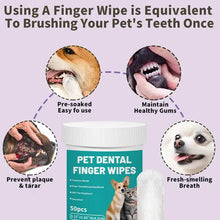 Load image into Gallery viewer, Pet Teeth Cleaning Wipes 50-Pieces Pet Dog Teeth Brushing Wipes For Cleaning Bad Breath Remover Wipes For Outdoors Traveling
