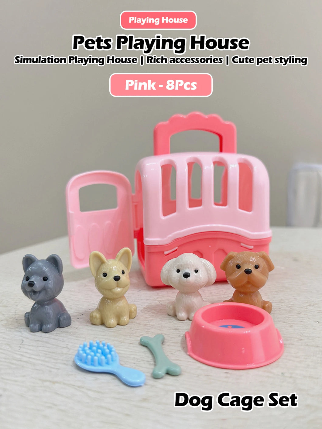 Mini doll pet accessory set, children's playhouse toy pet set, cat and dog bath, park, scene set, birthday and Christmas gifts