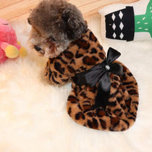 Load image into Gallery viewer, Winter Autumn Pet Warm Fashion Color Skirt Fleece Warm Rainbow Candy Color Cute Plush Skirt Leopard Print Bow Dog Clothes Dress

