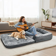 Load image into Gallery viewer, 180cm Long Human-Size Giant Dog Bed Foldable Calming Pet Dog Bed Plush Cover Orthopedic
