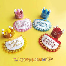 Load image into Gallery viewer, New Pet Birthday Props Dog Party Hat Drool Pocket Cat Birthday Set Decorations Dress Glitter Hot Gold First Birthday Gift
