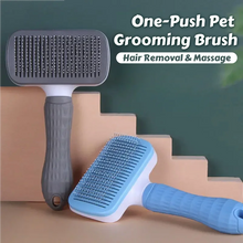 Load image into Gallery viewer, One-Push Pet Grooming Brush: Shedding Tool with Stainless Steel Teeth &amp; Round Head - Hair Removal &amp; Massage Comb for Furry Pets
