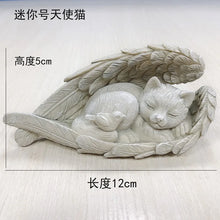 Load image into Gallery viewer, Pet Dog Cat Tombstone Personalized Memorial Stone Resin Statue Creative Angel Dog Cat Ornament Pet Tombstone Memorial Stone
